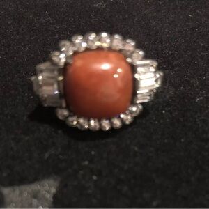 D’Joy Silver 925 Brown Jasper Pave Frame Sz 8